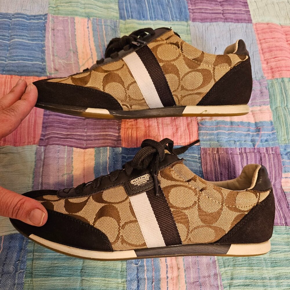 Coach Joss Monogram Lace up Shoes size 8, Tan and Brown - Picture 2 of 5